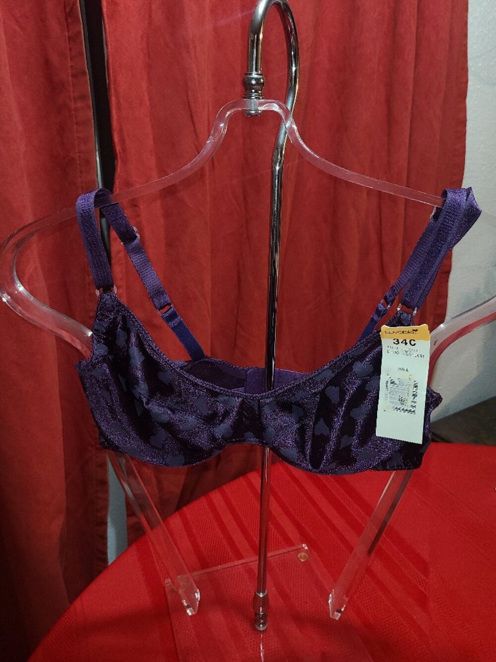 Lovable VTG NWT Bra Stretch Underwire 34C Eggplant Purple Heart Design L100